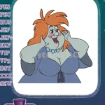 Delighted plump cartoon ghost woman red hair embroidery designs - Instant Download