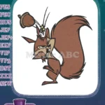 Funny Cartoon Squirrel Acorn Head Impact Embroidery Designs - Instant Download