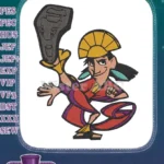 Emperor Kuzco funny cartoon character kicking action embroidery designs - Instant Download