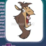 Funny cartoon brown yelling goat head animal embroidery designs - Instant Download