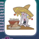 Lonely sombrero character with birthday cake and candles embroidery designs - Instant Download