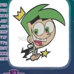 Fairly OddParents Cosmo green hair crown magic wand embroidery designs - Instant Download