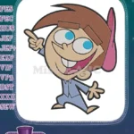 Happy Timmy Turner Fairly OddParents pajamas pointing finger embroidery designs - Instant Download
