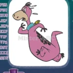 The Flintstones Dino pink dinosaur running scared embroidery designs - Instant Download