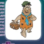 Happy Barney Rubble Flintstones cartoon character with club embroidery designs - Instant Download