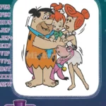 Happy Flintstones Family with Pebbles and Dino embroidery designs - Instant Download