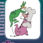 Flintstones Dino and Hoppy Playing with Bone Embroidery Designs - Instant Download