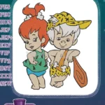 Adorable Pebbles and Bamm-Bamm Flintstones toddler cartoon embroidery designs - Instant Download