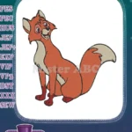 Happy Red Fox Cartoon Sitting Animal Embroidery Designs - Instant Download