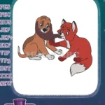Adorable Disney Fox and Hound playful friendship embroidery designs - Instant Download