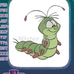 Cute green cartoon caterpillar smiling machine embroidery designs - Instant Download