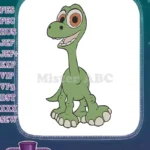 Cute Green Cartoon Baby Dinosaur Happy Face Embroidery Designs - Instant Download