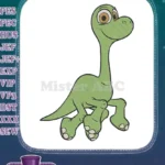 Cute Green Cartoon Dinosaur Walking Embroidery Designs for Kids - Instant Download