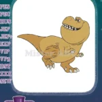 Happy Smiling Cartoon T-Rex Dinosaur Embroidery Designs - Instant Download