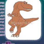 Happy Orange Cartoon T-Rex Dinosaur Embroidery Designs - Instant Download