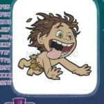 Happy Wild Boy Crawling with Leaves Embroidery Designs - Instant Download