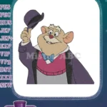 Smiling Cartoon Mouse in Purple Suit and Bow Tie Embroidery Designs - Instant Download