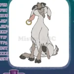 Friendly cartoon goat with nose ring embroidery designs - Instant Download