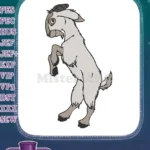 Playful Cartoon Goat Standing Animal Embroidery Designs - Instant Download