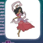 Elegant Dancing Gypsy Woman Esmeralda Embroidery Designs with Flowing Scarves - Instant Download