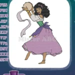 Vibrant Gypsy Dancer Esmeralda with Tambourine Embroidery Designs - Instant Download