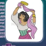 Vibrant Disney Esmeralda Dancing with Tambourine and Scarf Embroidery Designs - Instant Download