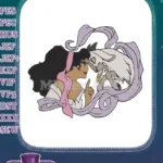 Gypsy Esmeralda and Djali goat cartoon character embroidery designs - Instant Download