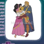 Romantic Esmeralda Phoebus Embracing Couple Embroidery Designs - Instant Download