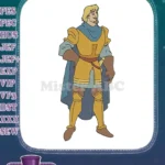 Handsome Prince Knight Golden Armor Blue Cape Embroidery Designs - Instant Download