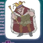 Mischievous Jester King Character with Scepter Embroidery Designs - Instant Download