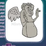 Happy winged gargoyle stone cartoon embroidery designs for fantasy projects - Instant Download