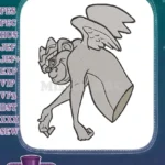 Whimsical Gray Winged Gargoyle Character Embroidery Designs - Instant Download