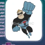 Frozone superhero flying pose black and blue suit embroidery designs - Instant Download