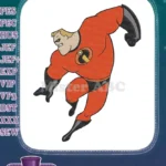 Disney Pixar Mr Incredible superhero running action embroidery designs - Instant Download