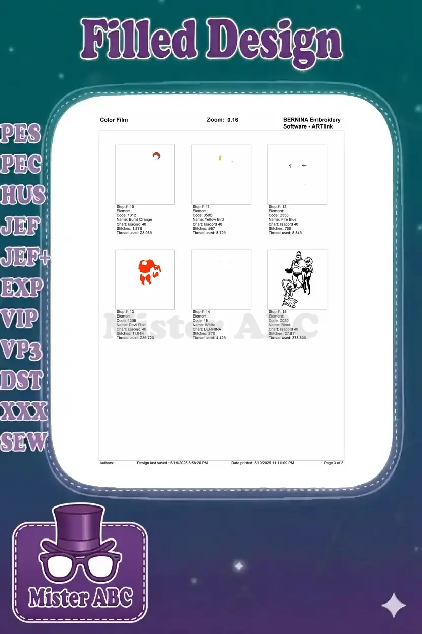 Second part of the color film, showcasing the final 6 color stops, including the intricate black outlines.