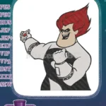 Syndrome Incredibles Supervillain Red Hair Powerful Pose Embroidery Designs - Instant Download