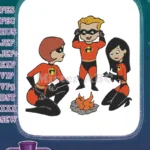 Incredibles superhero family Elastigirl Dash Violet campfire embroidery designs - Instant Download