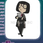 Iconic Edna Mode Incredibles fashion designer with tablet embroidery designs - Instant Download