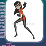 Violet Parr Incredibles Superhero Character Embroidery Designs with Heroic Pose - Instant Download