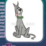 Grey cartoon dog Astro sitting green collar cartoon embroidery designs - Instant Download
