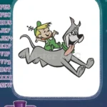 Elroy Jetson riding Astro futuristic cartoon embroidery designs - Instant Download