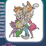 Happy Jetsons family group hug cartoon embroidery designs - Instant Download