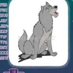 Grey Cartoon Wolf Howling Animal Embroidery Designs - Instant Download