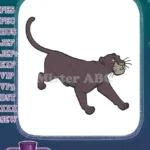 Crouching Black Panther Bagheera Jungle Book Embroidery Designs - Instant Download