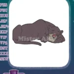 Cute sleeping black panther Bagheera jungle animal embroidery designs - Instant Download