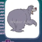 Happy Baloo bear Jungle Book character embroidery designs - Instant Download