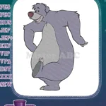 Happy Baloo bear Jungle Book cartoon character embroidery designs - Instant Download
