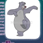 Cheerful Baloo bear dancing pose cartoon character embroidery designs - Instant Download