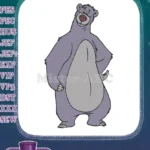 Smiling Baloo Bear Purple Cartoon Embroidery Designs - Instant Download