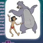 Mowgli and Baloo Dancing Jungle Book Character Embroidery Designs - Instant Download
